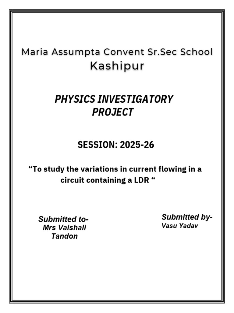 LDR Current Variation Study Project | PDF | Electrical Resistivity And ...