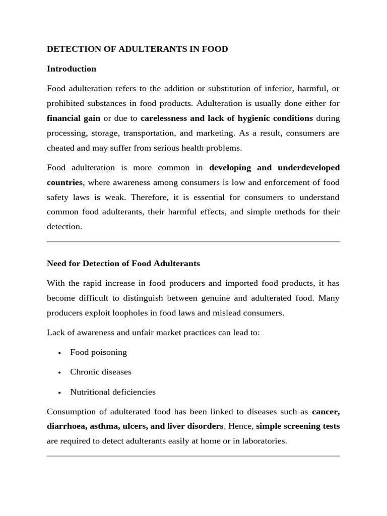 Detecting Food Adulterants Safely | PDF | Foods | Chili Pepper