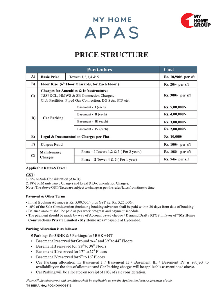 My Home Apas Price List | PDF