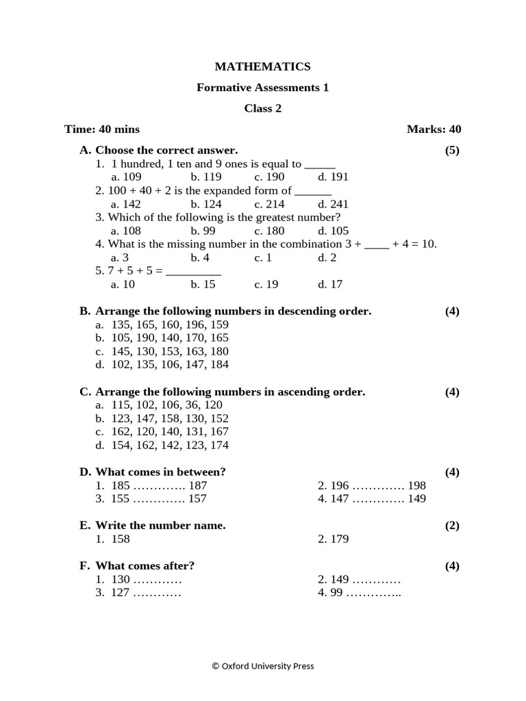 O.A. Mathematics FA 1 Class 2 | PDF | Chess | Chess Theory