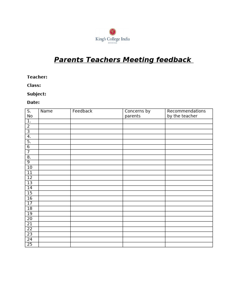 PTM Feedback Template | PDF