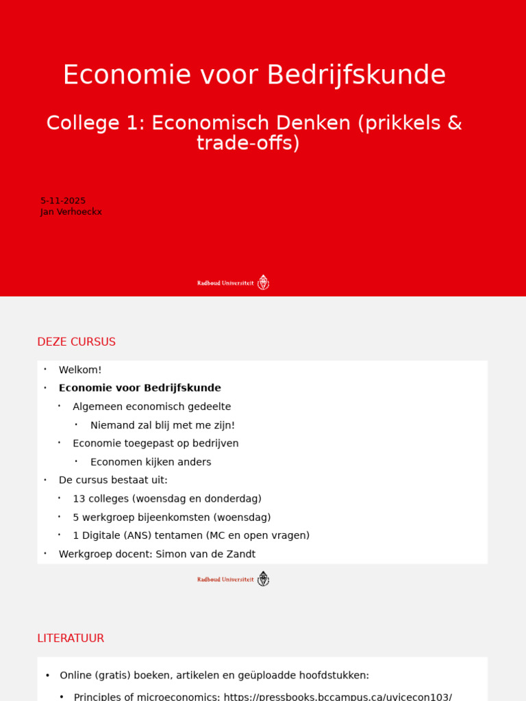 College 1 Economisch Denken 5-11-2025 Brighspace | PDF