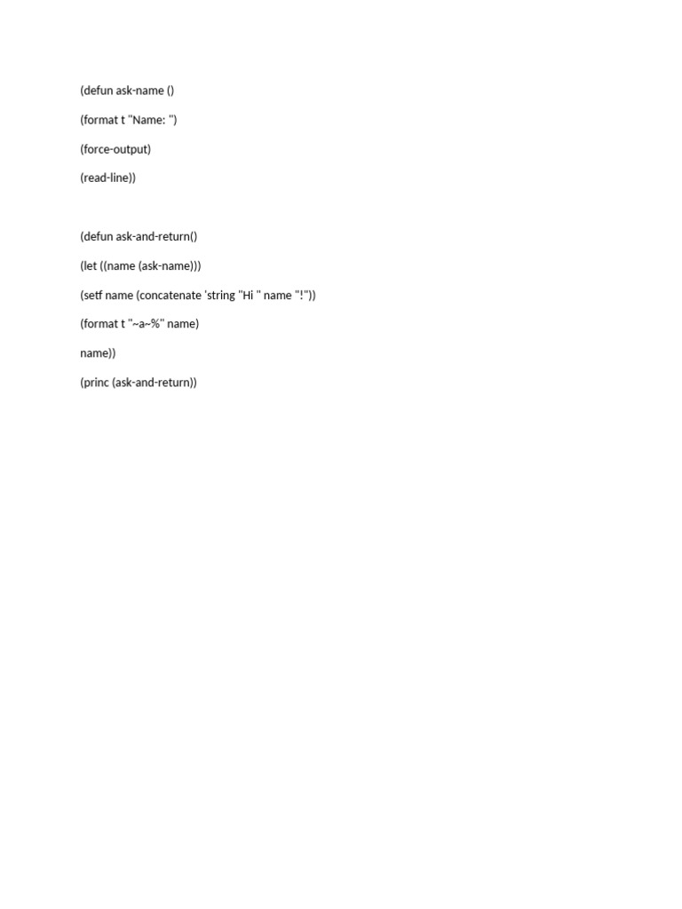 Lisp Function for Greeting User | PDF
