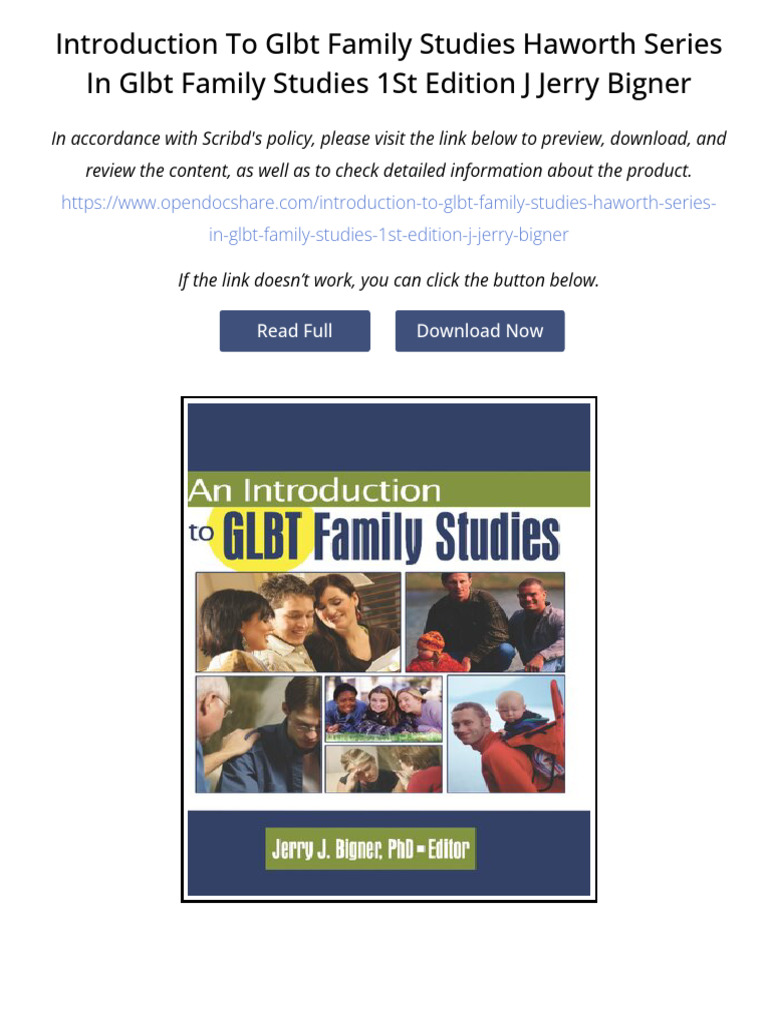 Introduction To GLBT Family Studies Haworth Series in GLBT Family Studies  1st Edition J Jerry Bigner PDF Version | PDF | Homosexuality | Polyamory