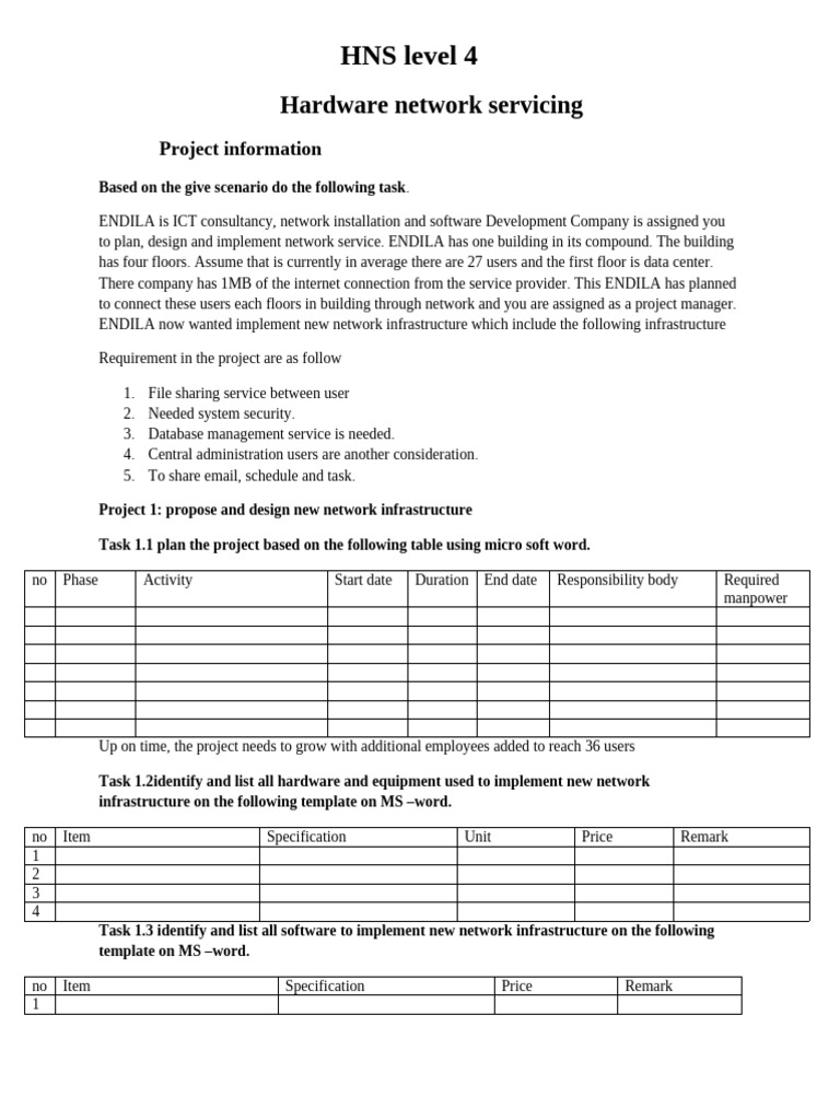 Network Infrastructure Project Plan | PDF | Computer Network | Internet