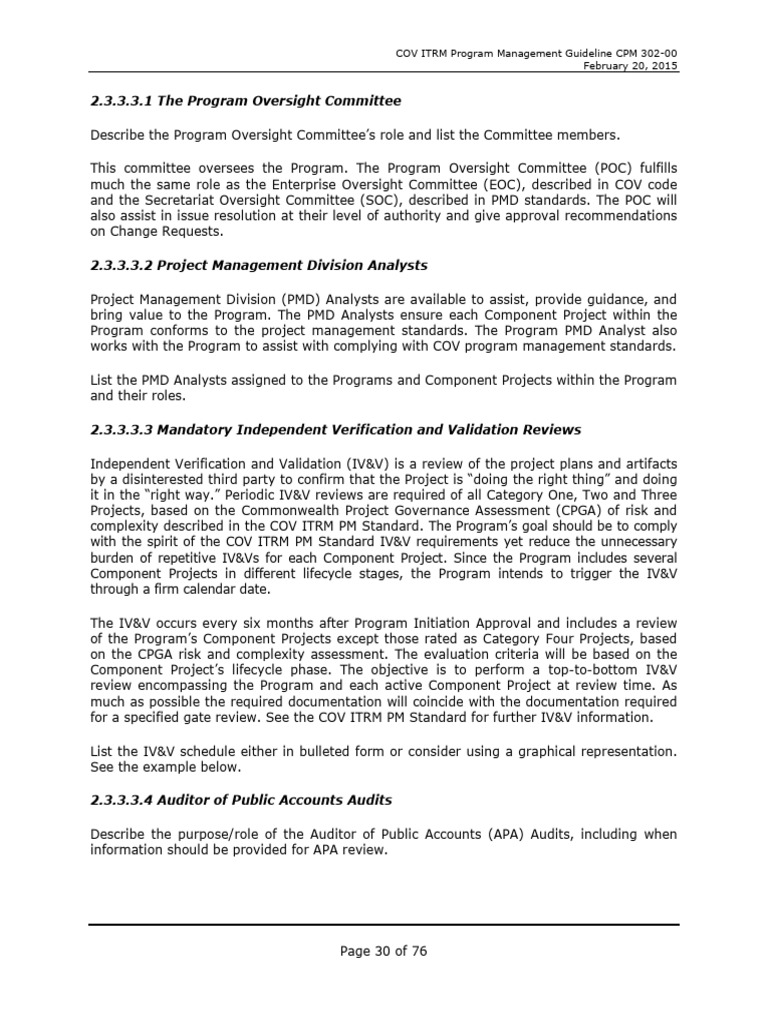 COV ITRM Program Management Guidelines | PDF | Software Testing | Unit ...