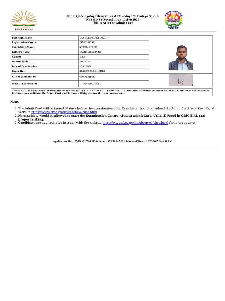 Lab Attendant Exam City | PDF