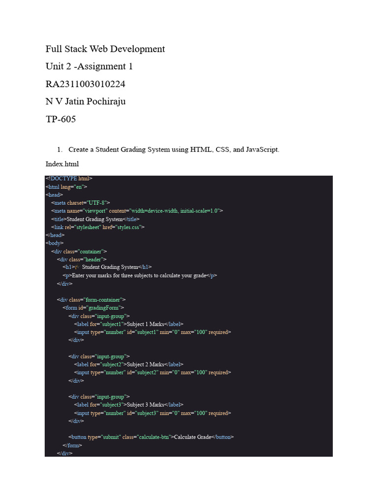 Student Grading System Project | PDF | Computing