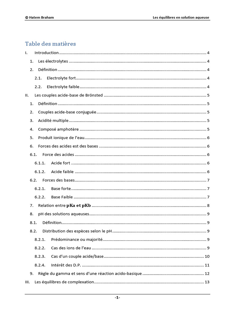 Équilibres en solution aqueuse expliqués | PDF | Dissociation (chimie ...