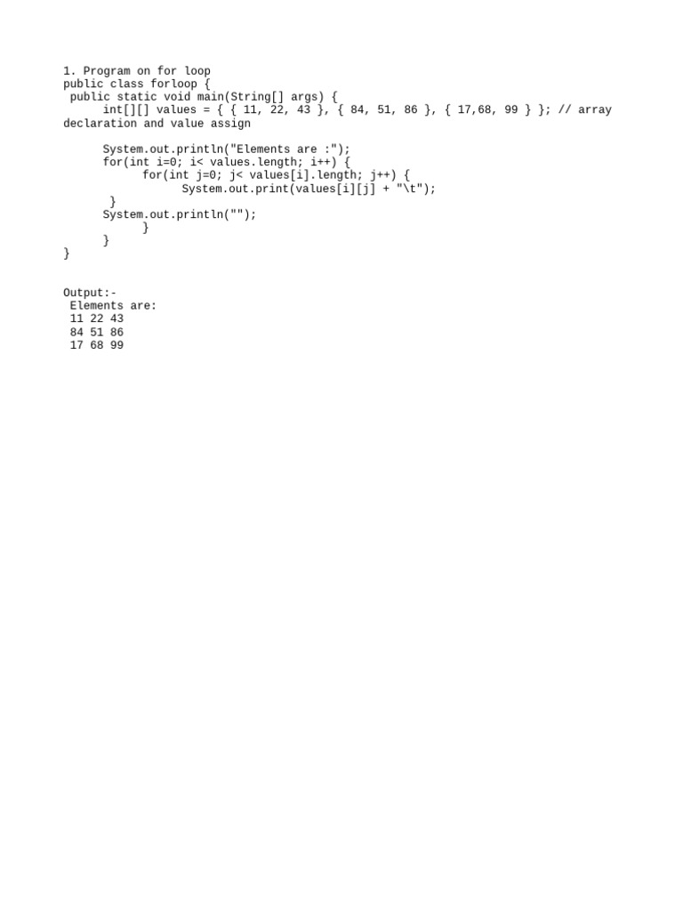 Exp - 3.1 (2d Array For Loop) | PDF