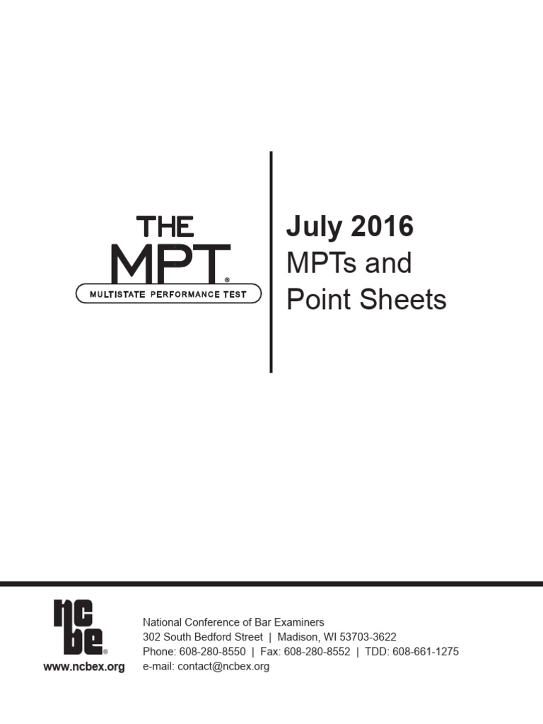 July 2016 MPT Point Sheets Overview | PDF | Leasehold Estate | Landlord