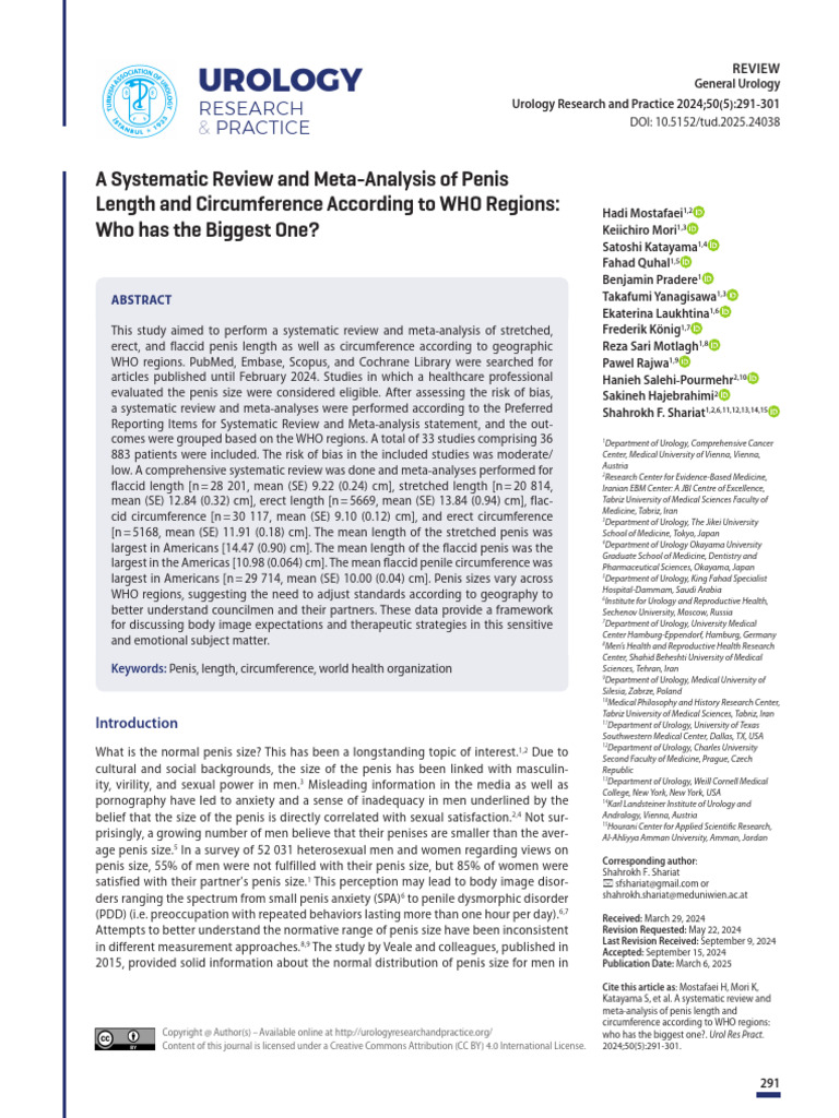 Penis Size Analysis by WHO Regions | PDF | Systematic Review | Meta ...