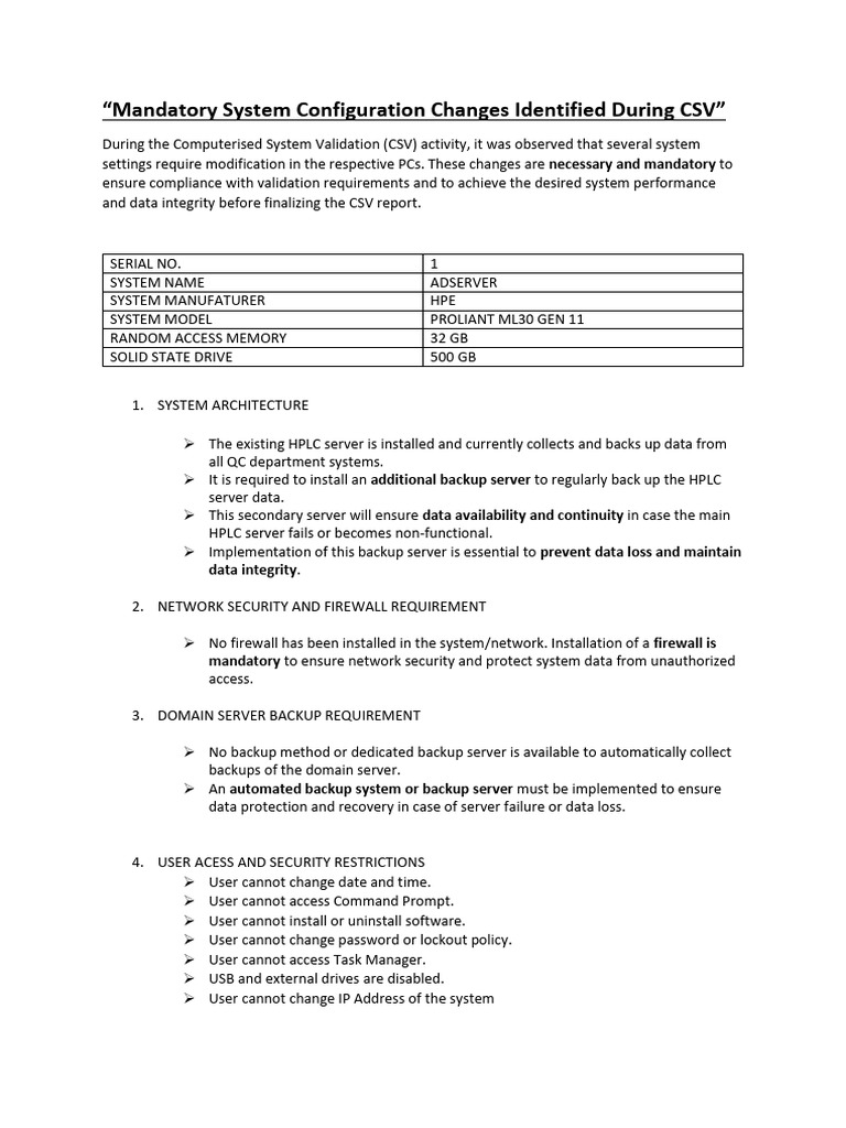 Mandatory System Config Changes for CSV | PDF | Solid State Drive | Backup