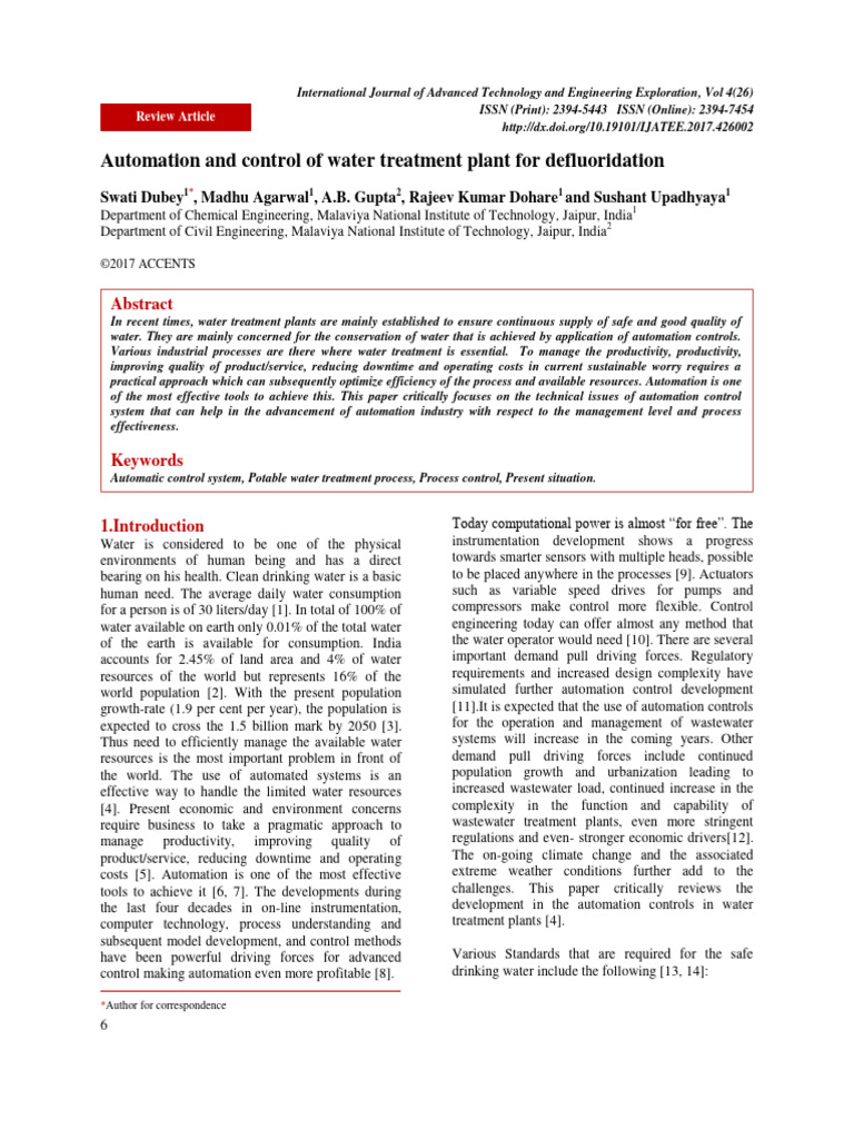 Automation in Water Treatment Plants | PDF | Water Purification ...