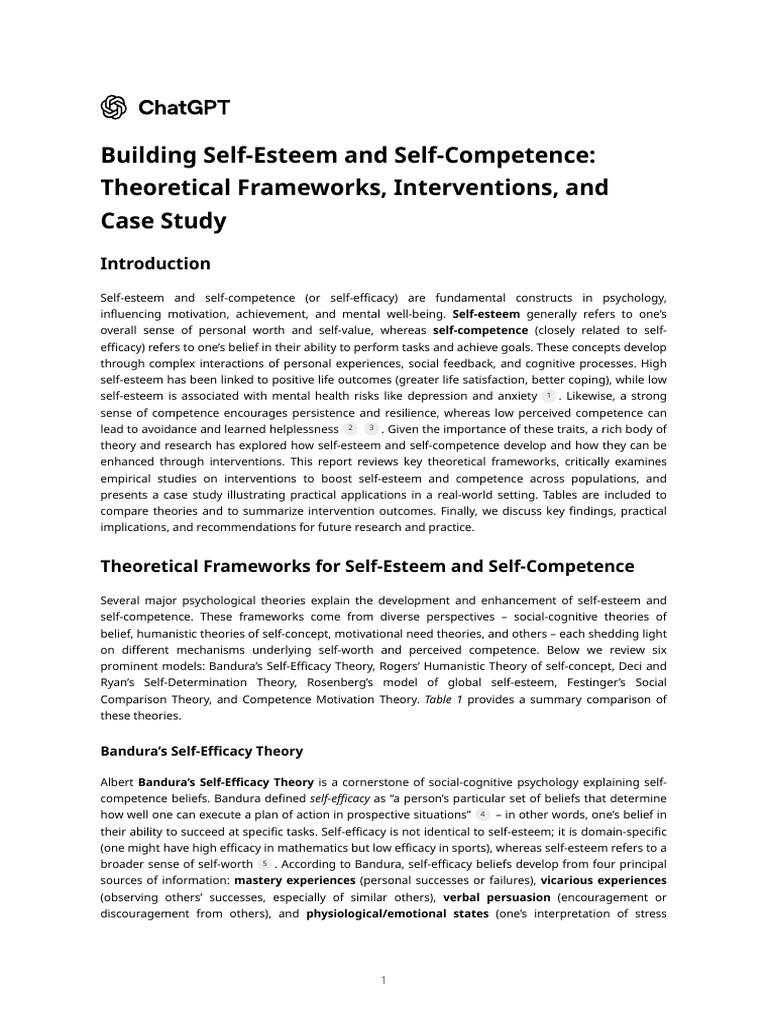 Enhancing Self-Esteem and Competence | PDF | Self Esteem | Self Efficacy