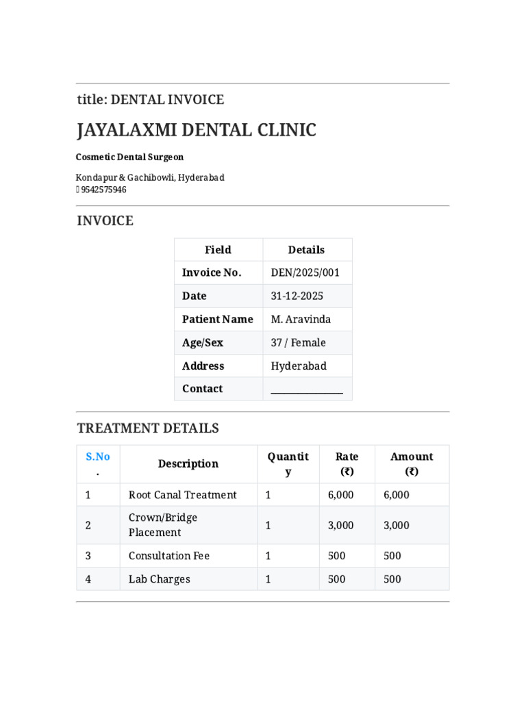 Jayalaxmi Dental Invoice | PDF