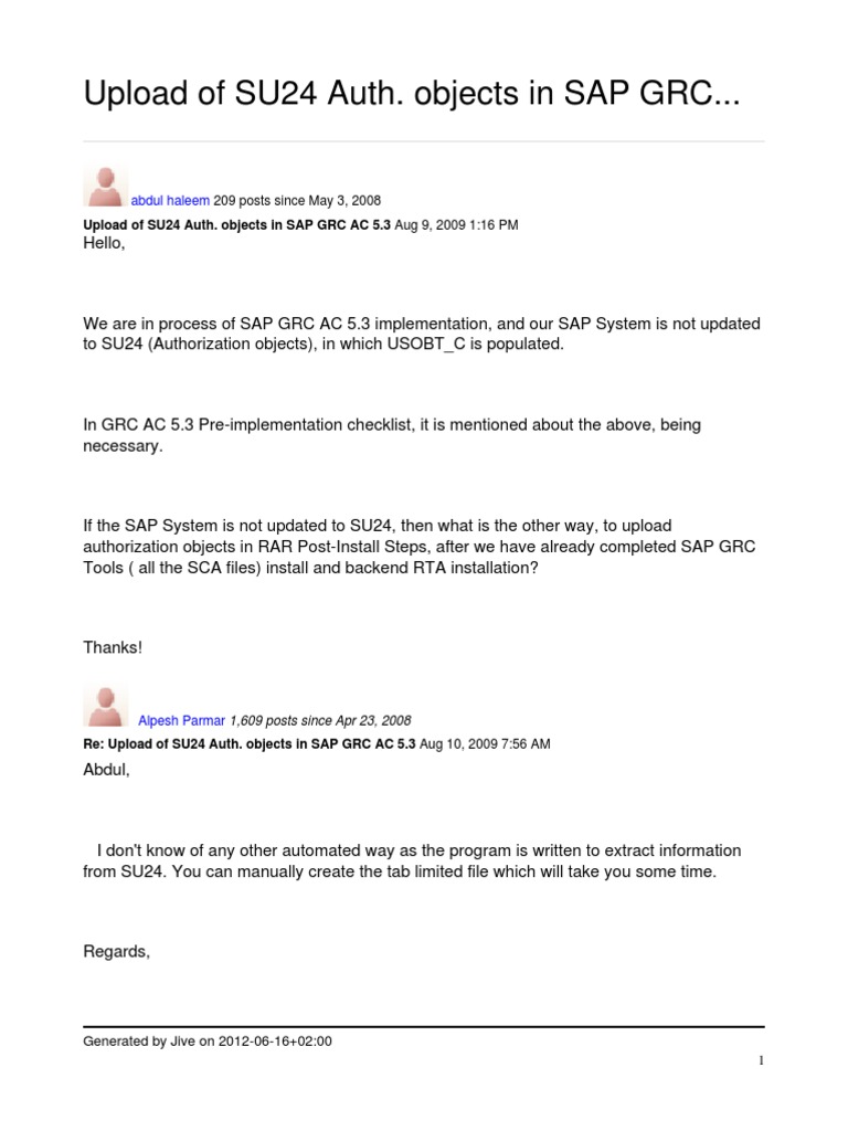SU24 Upload Steps for SAP GRC AC 5.3 | PDF | File System | Utility Software