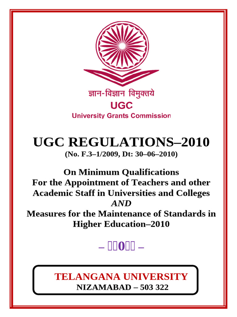 UGC 2010 Teacher Qualification Regulations | PDF