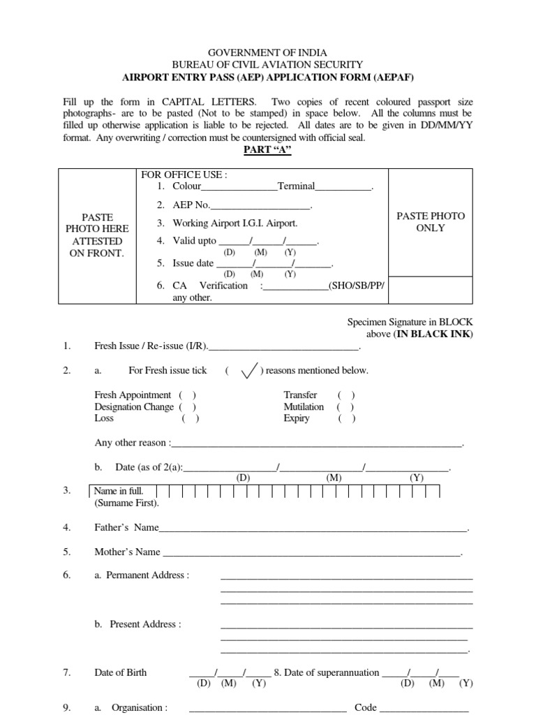 AEP form Travel Visa Passport