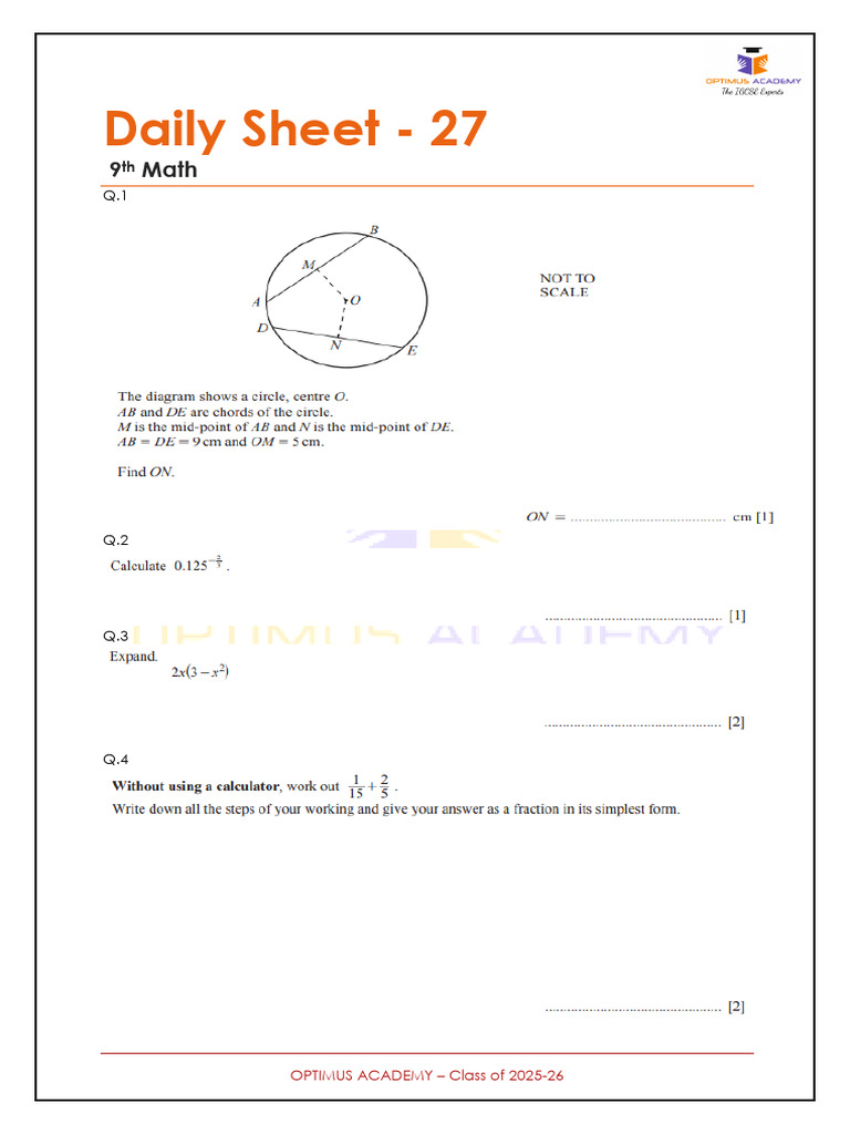 9th Daily Sheet 27 | PDF