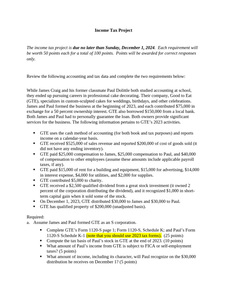 Income Tax Project for GTE Business | PDF | Tax Deduction | Dividend