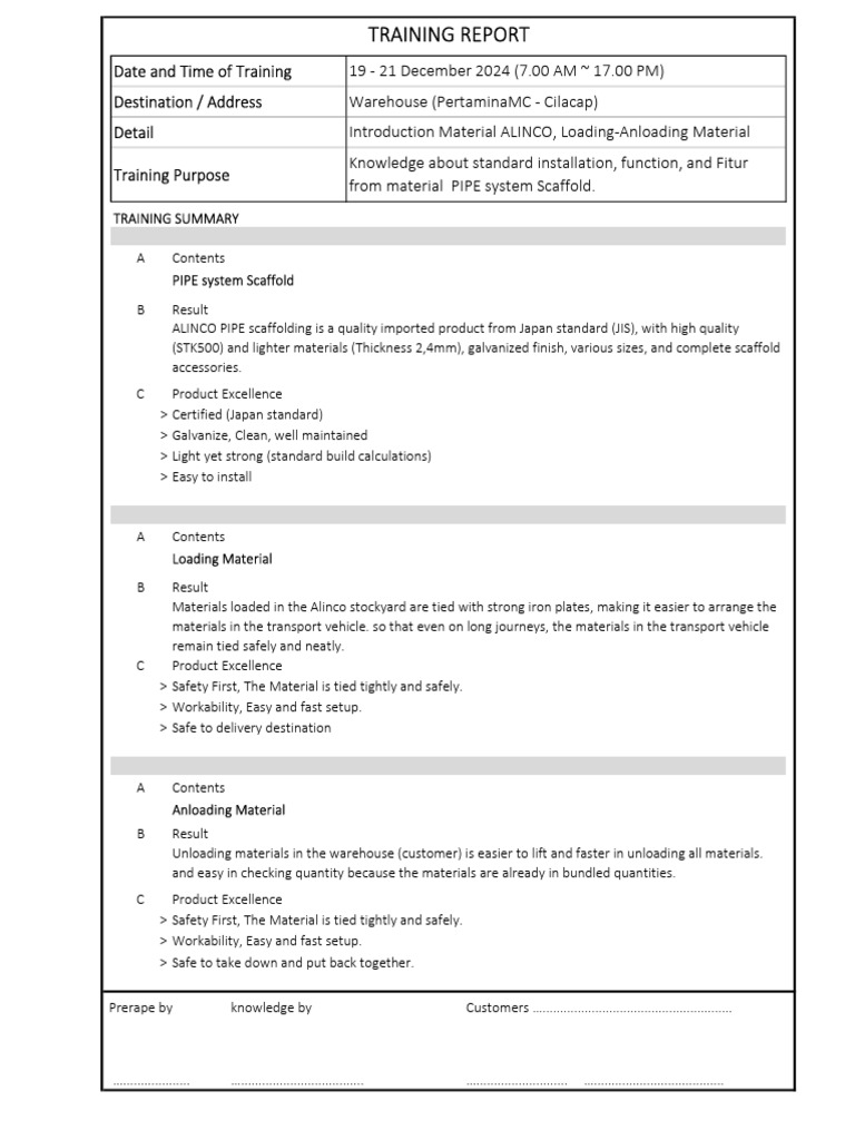 Traning 1 Loading-Anloading PertaminaMC | PDF | Scaffolding | Pipe ...