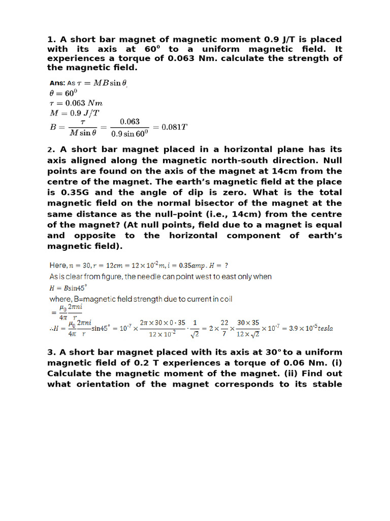 Magnetic Field Calculations and Concepts | PDF | Magnet | Magnetization