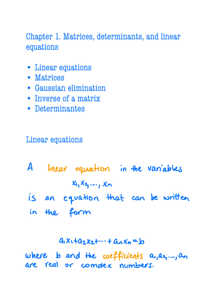 Chapter 1 | PDF | Matrix (Mathematics) | System Of Linear Equations