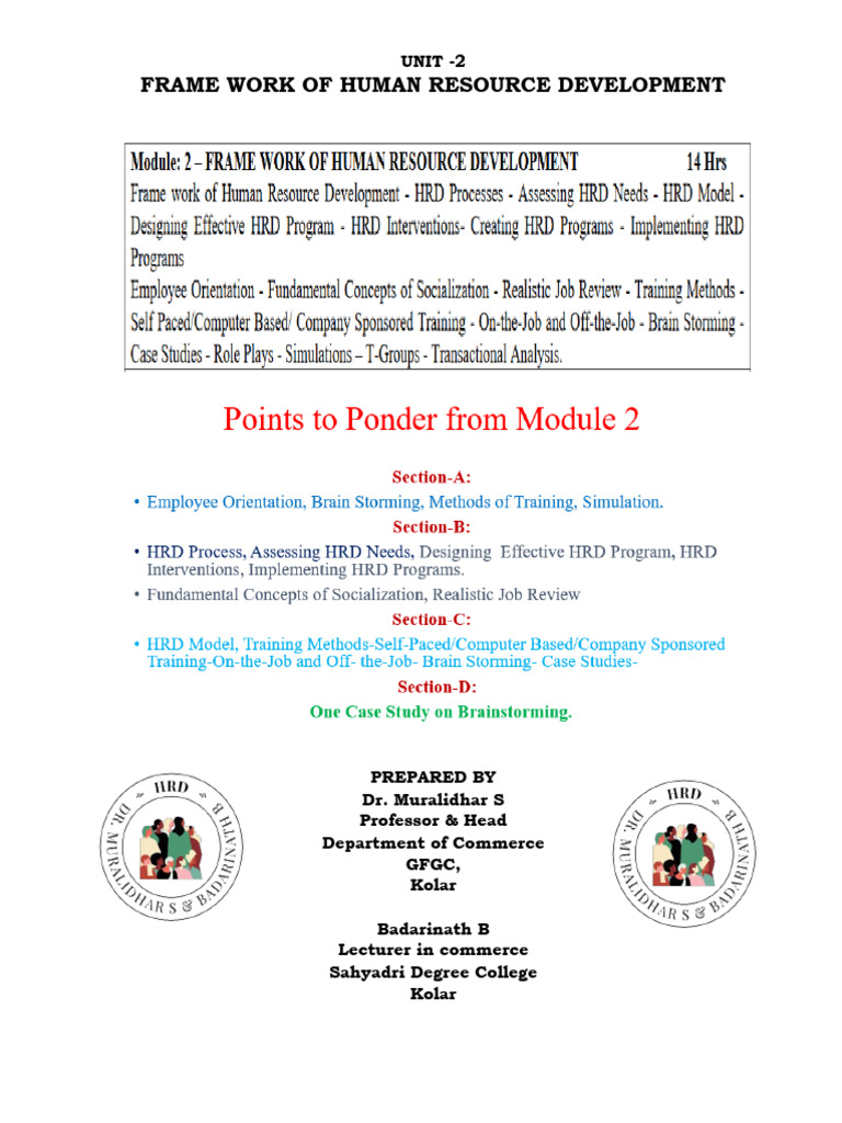Human Resource Development Framework | PDF | Educational Technology ...