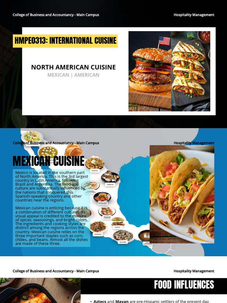 HMPE0313 Lesson 10 North American Cuisine | PDF | Mexican Cuisine ...