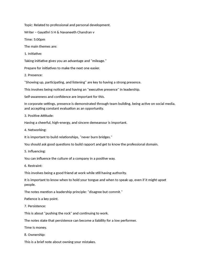 MoM-Topics Related To Professional and Personal Development. | PDF