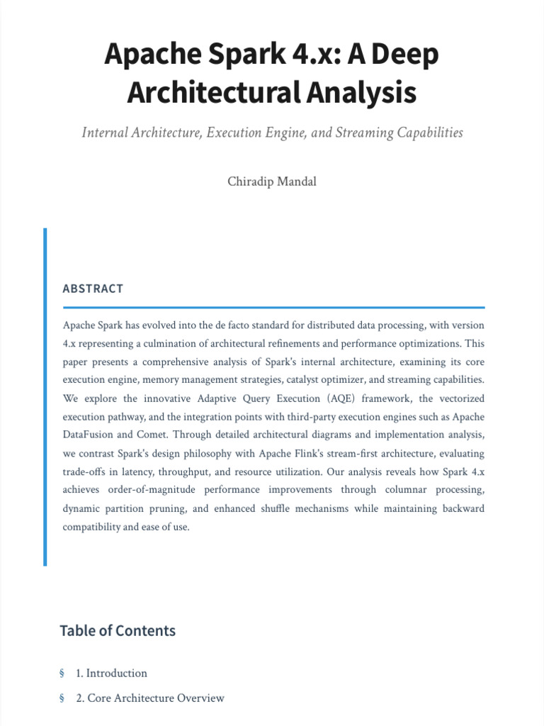 Apache Spark 4.x Architecture Analysis | PDF | Apache Spark | Computer ...