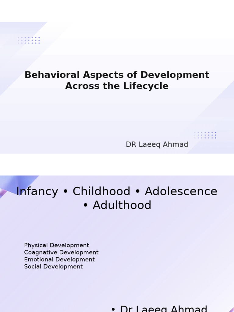 Lifecycle Behavioral Development Overview | PDF | Adolescence ...