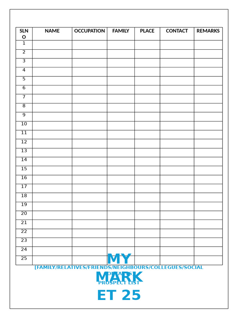 Contact and Prospect List Template | PDF