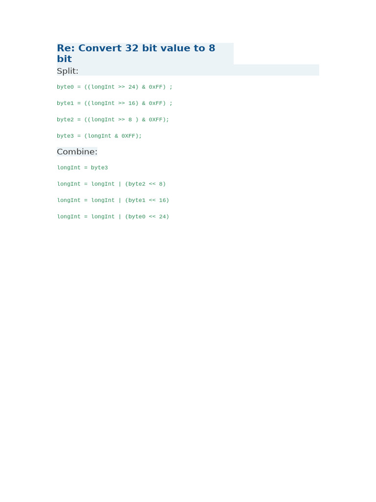 Combine and Split Long Into Byte | PDF