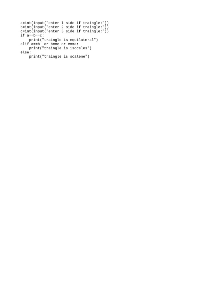 Triangle Type Determination Code | PDF
