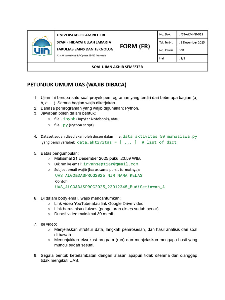 UAS Pemrograman Python: Analisis E-Learning | PDF