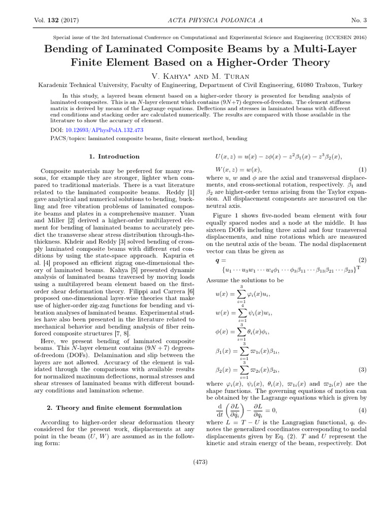 Bending Analysis of Laminated Beams | PDF | Bending | Beam (Structure)