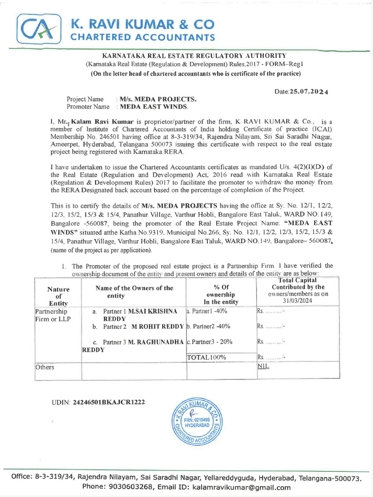 CA Certificate Meda Projects | PDF