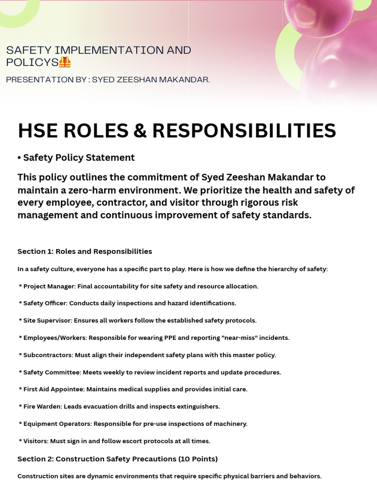 Safety Implementation Policy Overview | PDF | Occupational Safety And ...