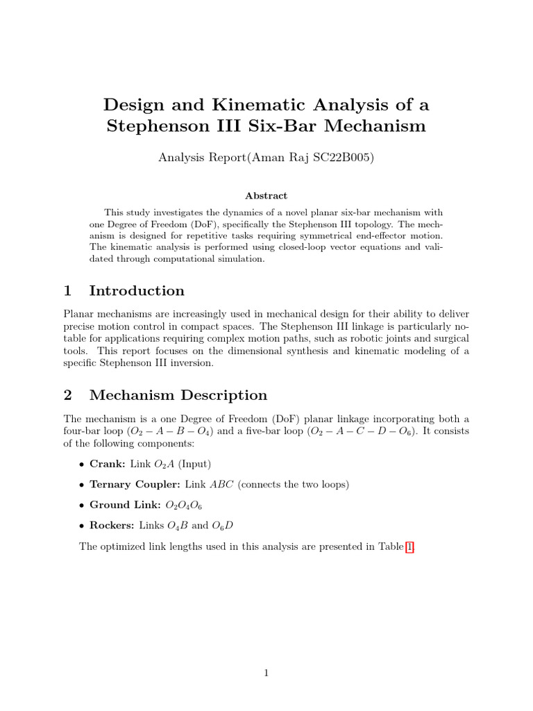 Kinematic Analysis of Stephenson III Mechanism | PDF | Kinematics ...
