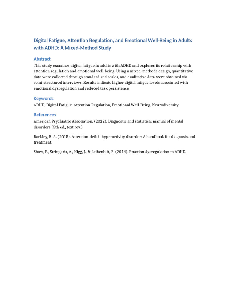 ADHD Digital Fatigue Paper | PDF