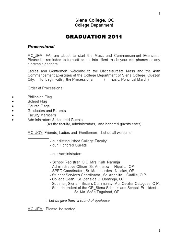 Master Of Ceremony Script For Graduation Day The Best Master Of Ceremony Text
