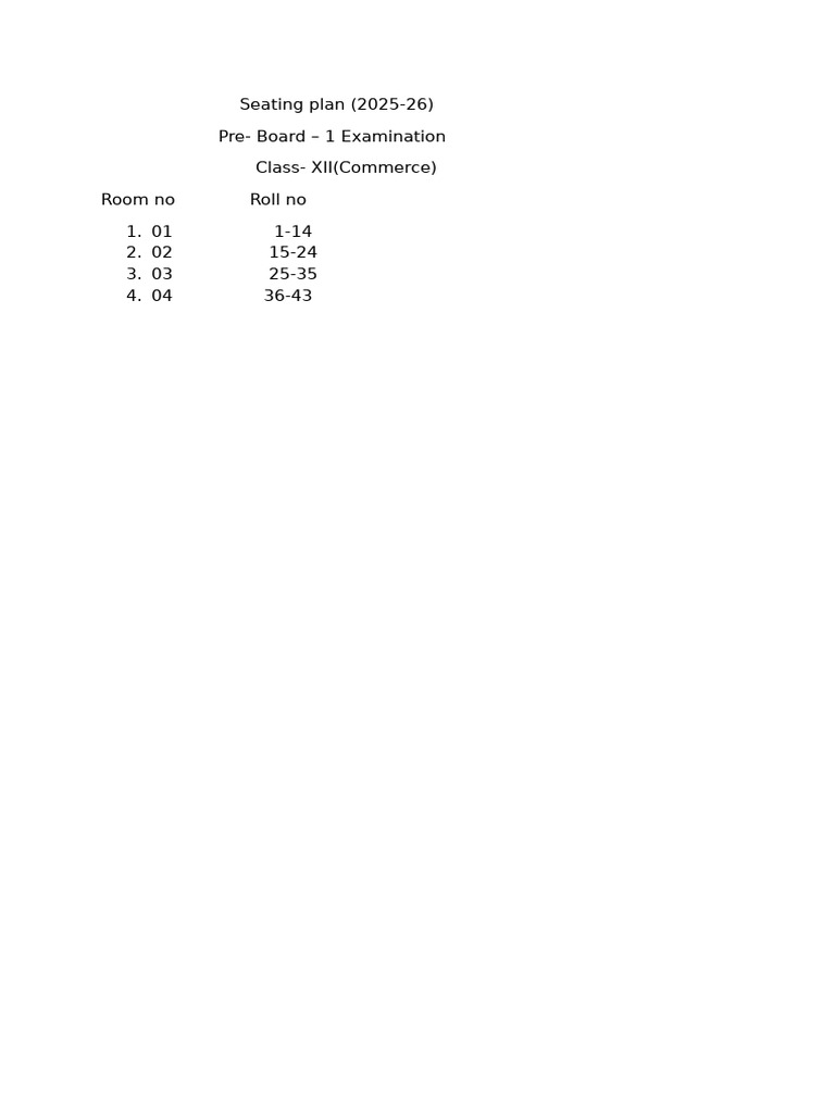Pre - Board - 1 Seating Plan | PDF