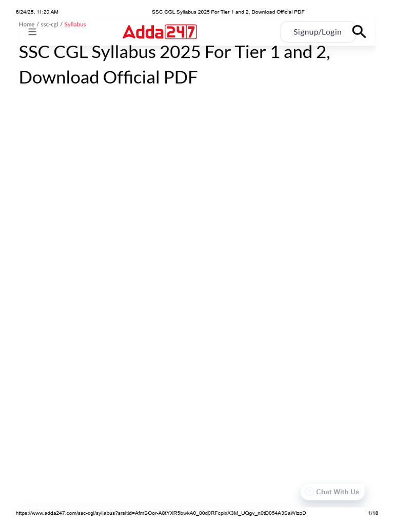 SSC CGL Syllabus 2025 For Tier 1 and 2, Download Official PDF | PDF ...