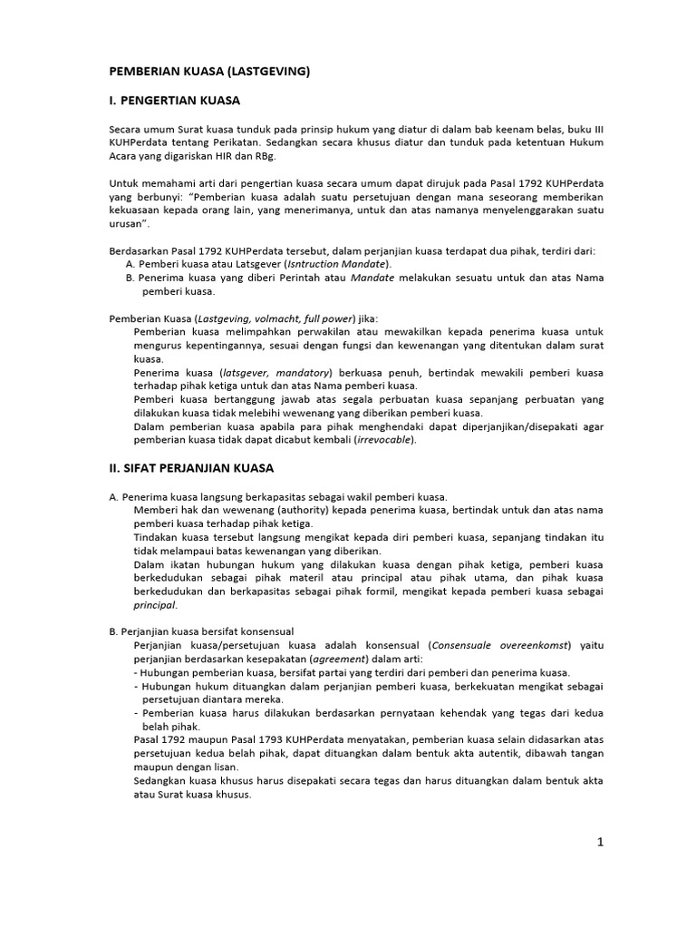 Pengertian dan Jenis Surat Kuasa | PDF