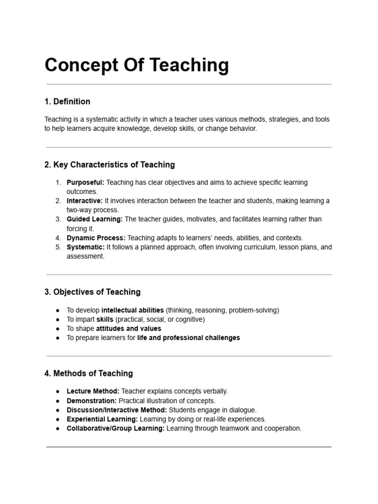 Understanding the Concept of Teaching | PDF | Learning | Teachers