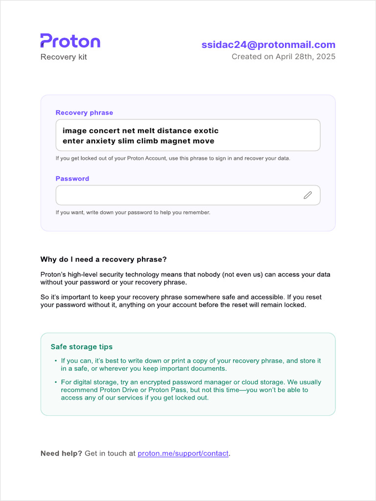 Proton Account Recovery Guide | PDF