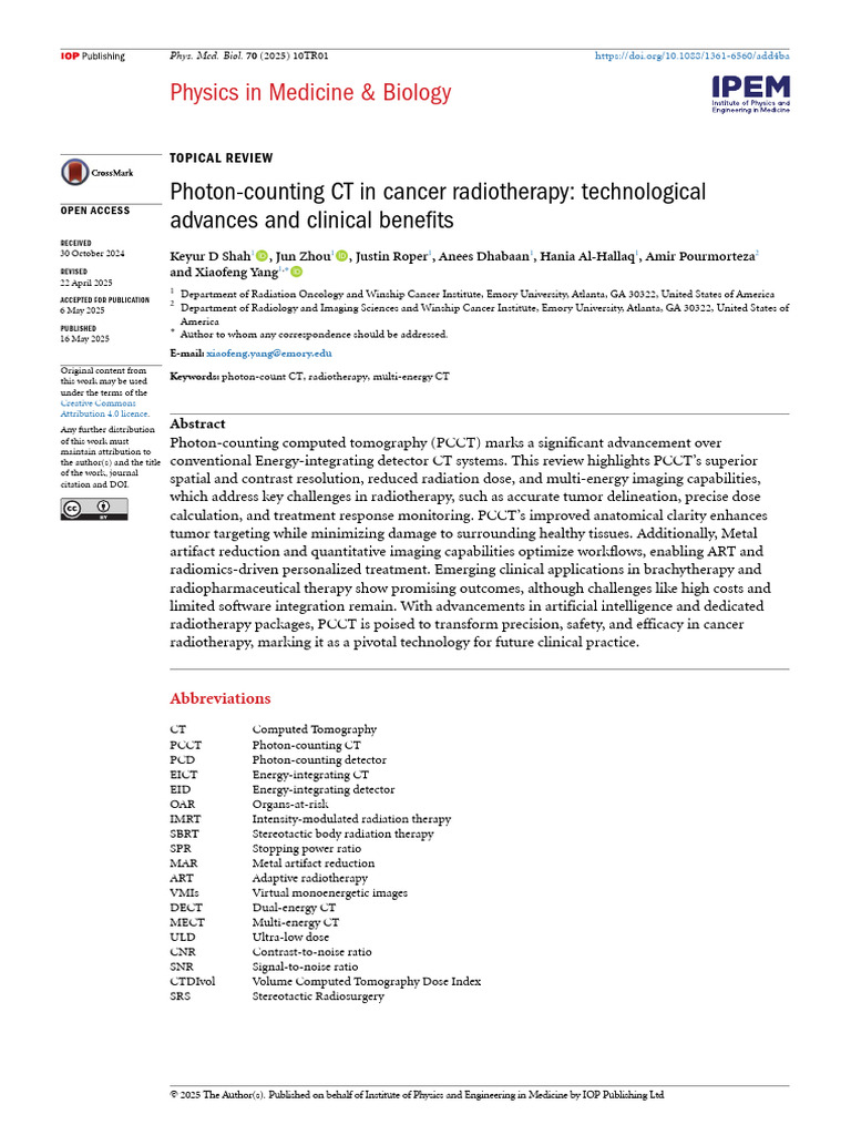 Photon-Counting CT in Cancer Radiotherapy | PDF | Ct Scan | Radiation ...
