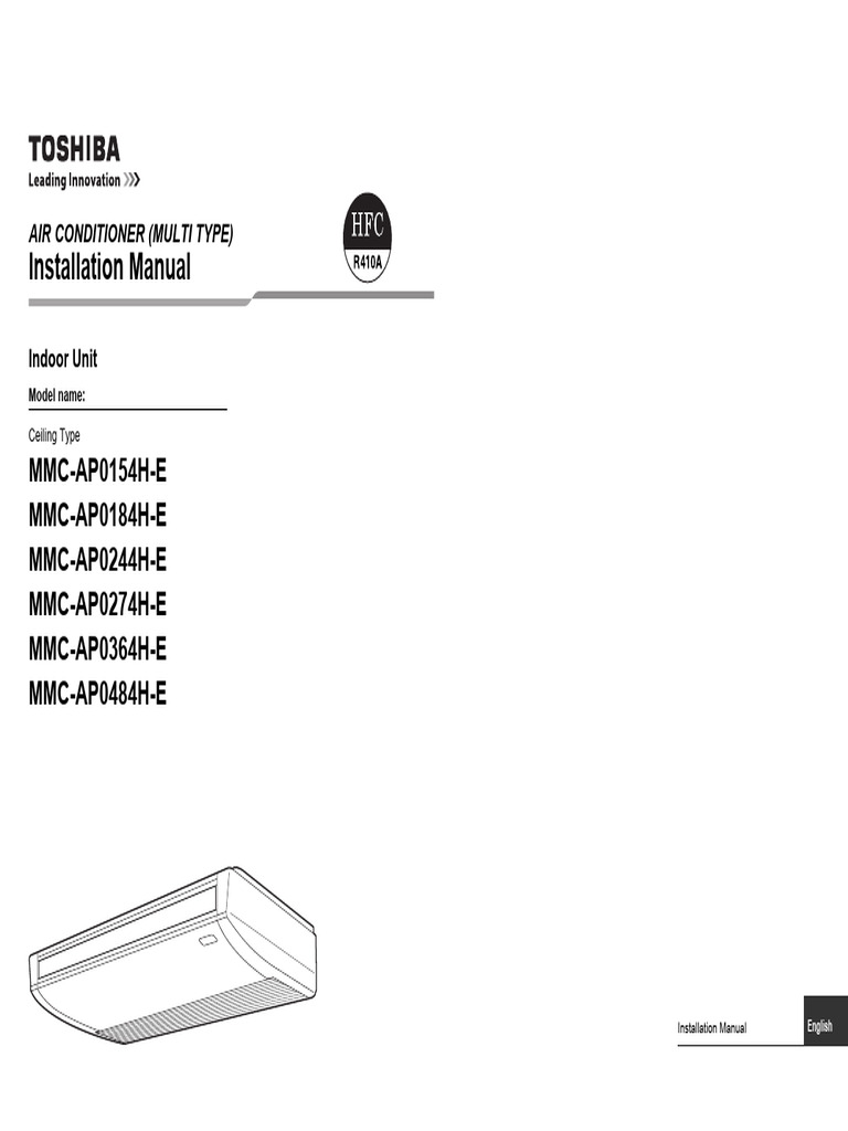 Toshiba Ceiling Type AC Installation Guide | PDF | Personal Protective ...